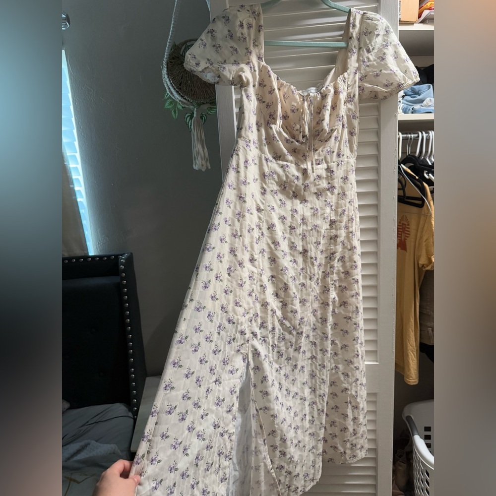 RIHOAS White and Purple Floral Pajama Dress